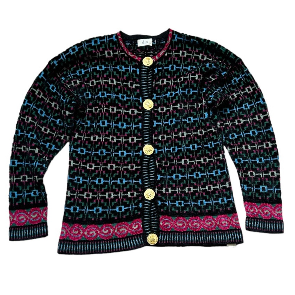 Vintage 1996  Dia Large Women's Sweater Handloomed Button Front Top Size Medium